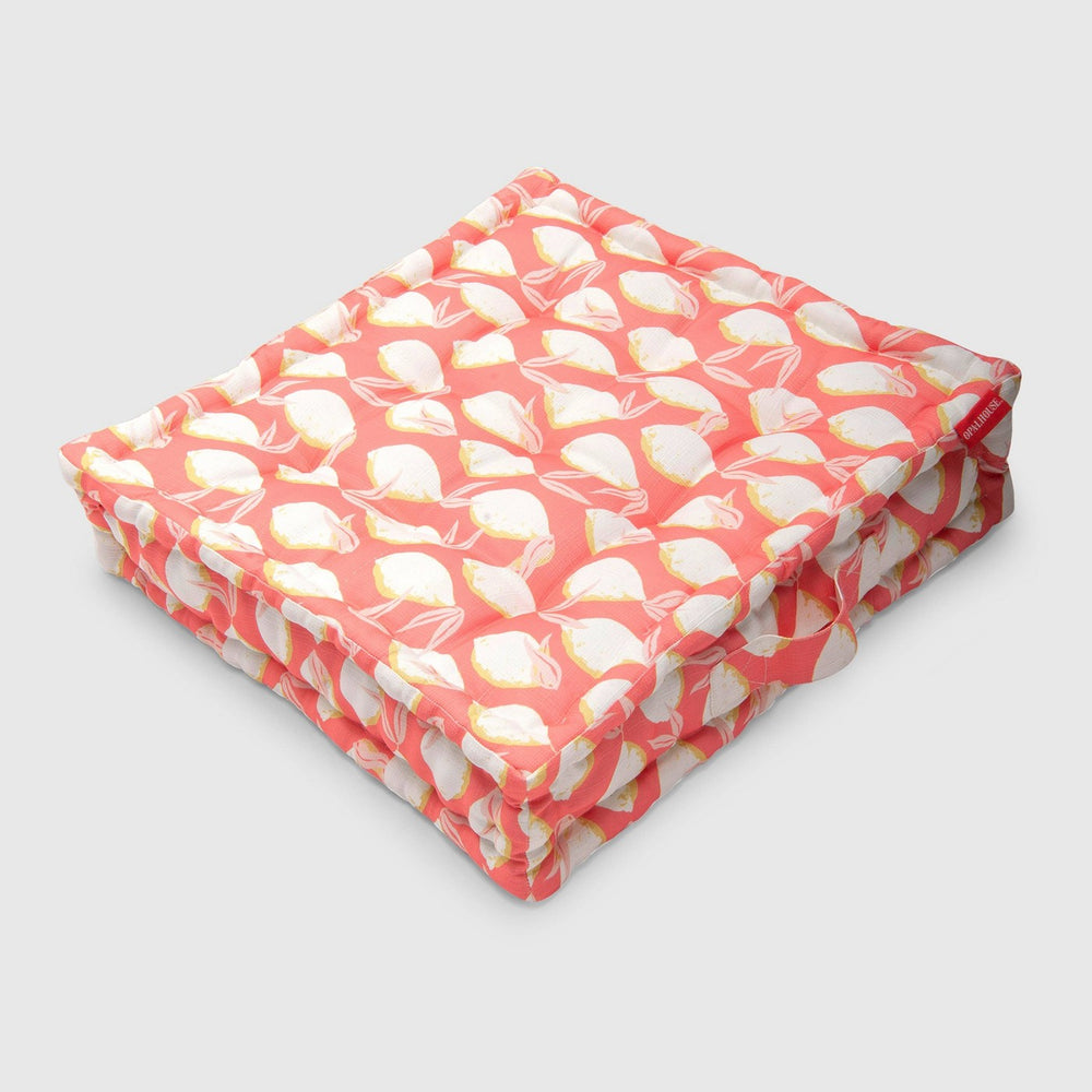 Lemons Outdoor Tufted Floor Cushion Coral - Opalhouse™