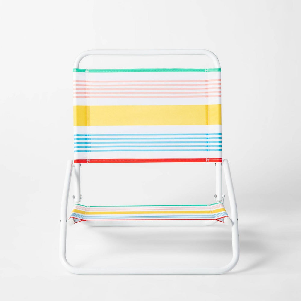 Variegated Stripe Beach Sand Chair Red/Yellow/Blue - Sun Squad™
