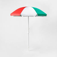 6' Beach Umbrella - Orange/White/Green - Sun Squad™