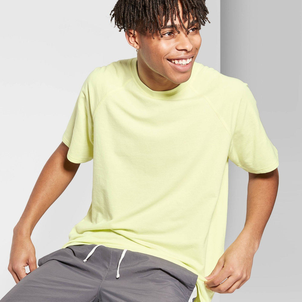 Men'S Short Sleeve Raw Edge Raglan T-Shirt - Original Use‰ã¢ Lemon Sorbet L
