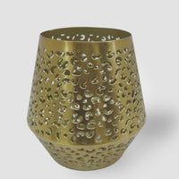 4.5" Perforated Leopard Print Outdoor Lantern Candle Holder Gold - Opalhouse™