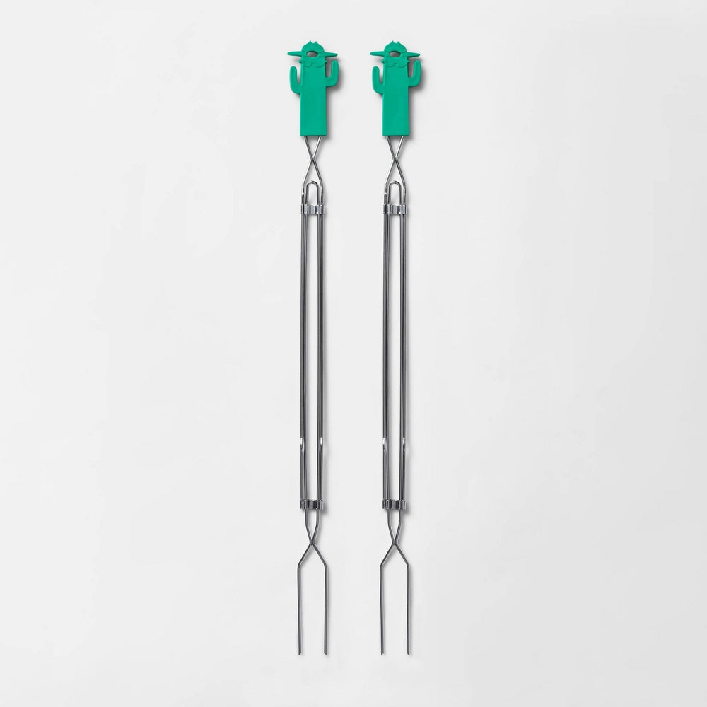 2pk Cactus Extension Fork Grill Tools Green - Sun Squad™