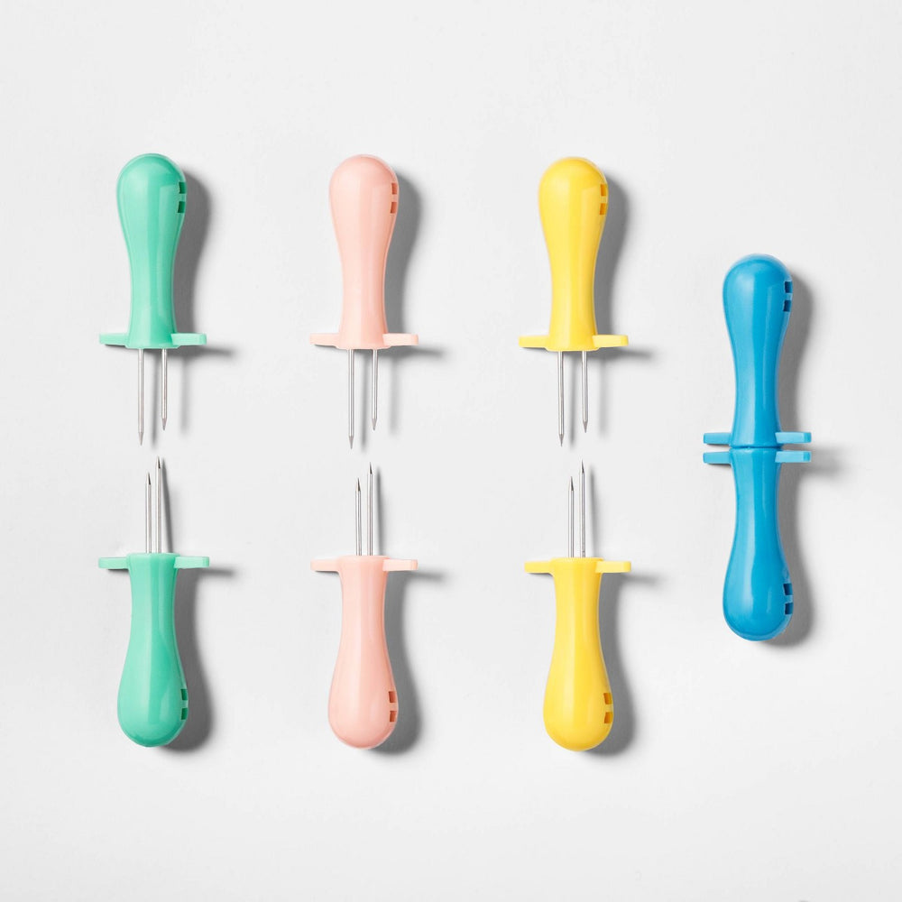 8pk Summer Corn Holders Green/Pink/Yellow/Blue - Sun Squad™