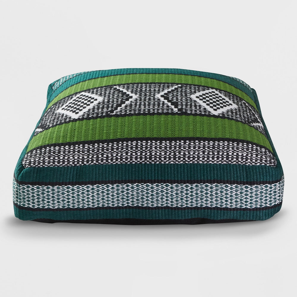 Woven Outdoor Floor Cushion Green/Black - Opalhouse™