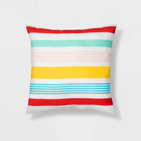 16" Variegated Stripe Throw Pillow Red/Yellow/Blue - Sun Squad™