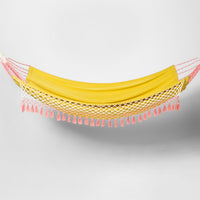 Flat Weave Macrame Fringe Hammock Yellow/Pink - Opalhouse™