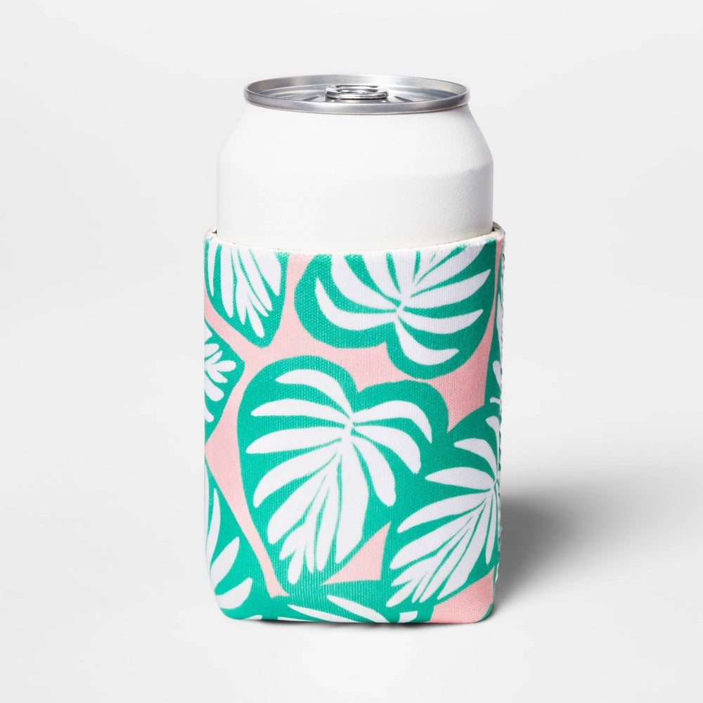 Palm Leaf Can Cooler Green/Pink - Sun Squad™