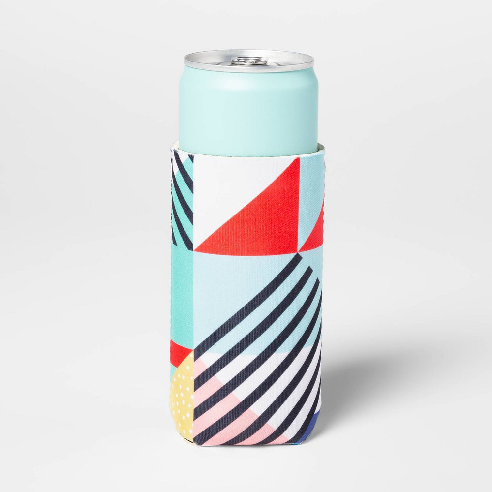 Variegated Stripe Slim Can Cooler - Red/Blue/Black