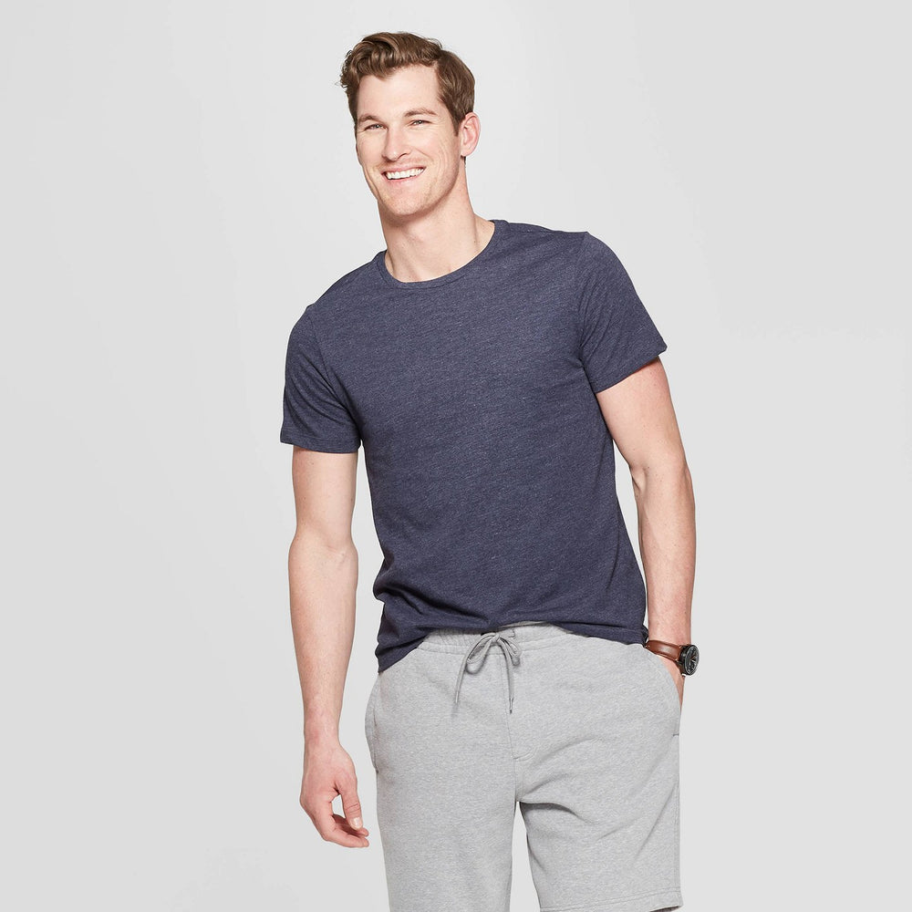 Men's Standard Fit Short Sleeve Lyndale Crew T-Shirt - Goodfellow & Co Jamestown Blue L