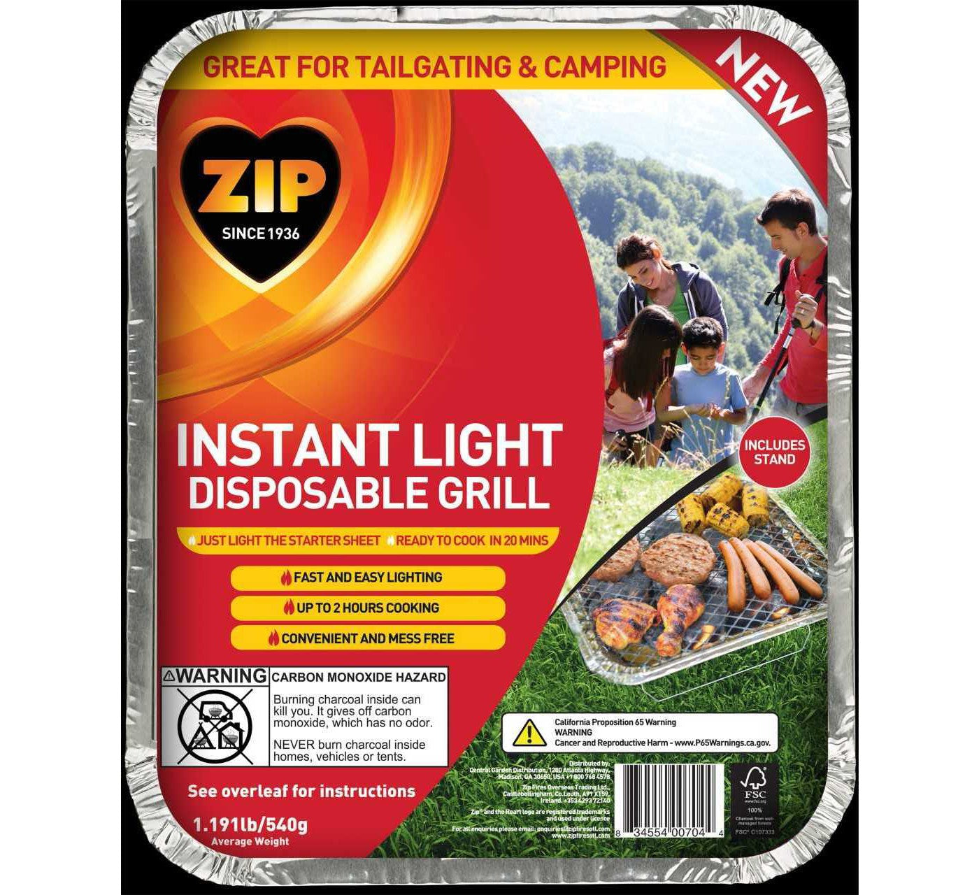 Zip Instant Light Disposable Grill Black 92284