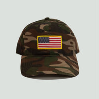 Men's Camo Print Americana Flag Baseball Hat - Green One Size
