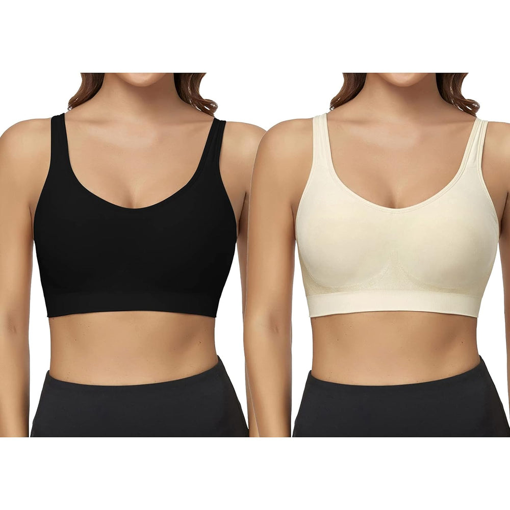 Member's Mark Ladies 2pk Seamless Scoop Neck Sports Bra-Size:XL