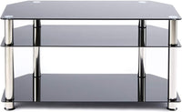 
              Black Tempered Glass & Metal Tv Stand [L 81cm x P 46cm x H 61cm]
            