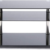 Black Tempered Glass & Metal Tv Stand [L 81cm x P 46cm x H 61cm]