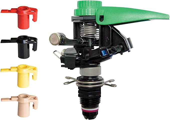 Rain Bird P5-R PLUS Arroseur à impact en plastique avec jeu de buses, modèle réglable de 20° à 360°, distance de pulvérisation de 25' à 41'