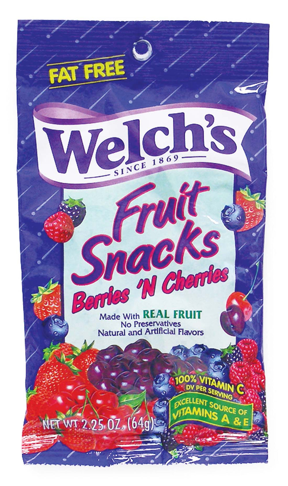 Welch Fruit Snacks 2.25 Oz Berries 'N Cherries ce