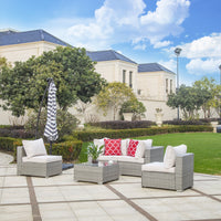 
              5 Piece Outdoor Patio Rattan Wicker Sofa Conversation Set with Coffee Table and
            