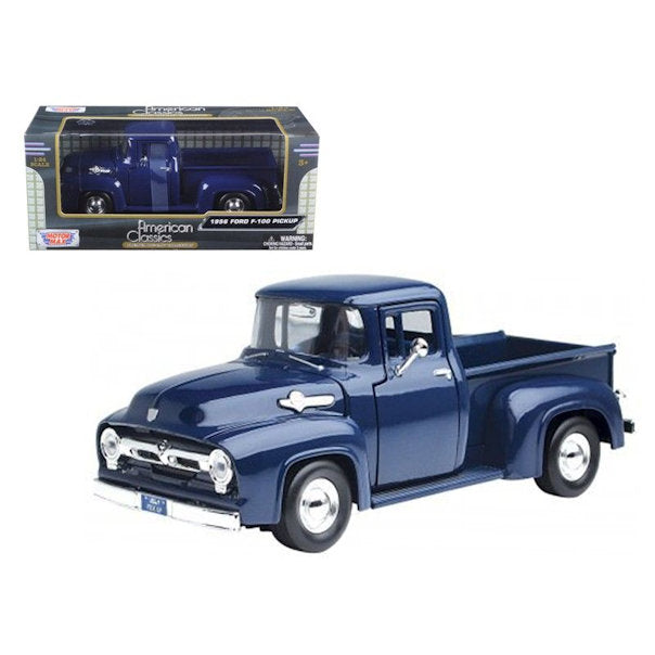 American Classics 1956 Ford F-100 Pickup Dark Blue 1/24 Diecast Model Car