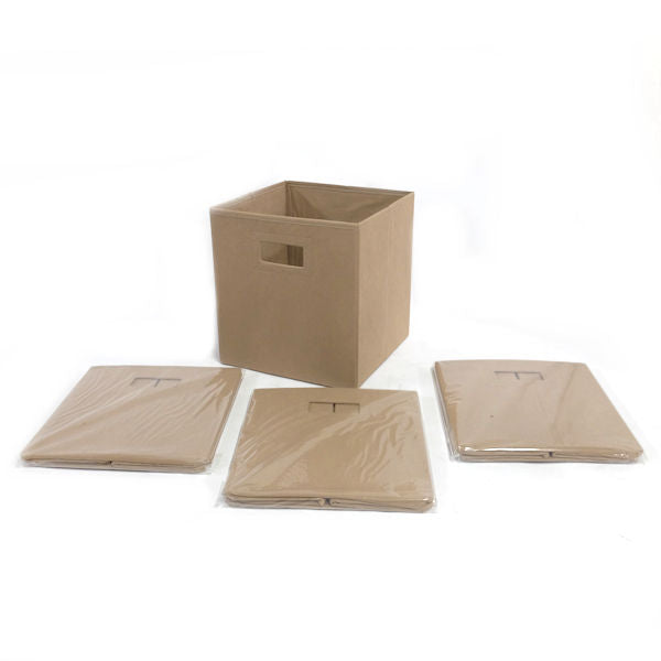 Collapsible Cloth Organizer / Storage Cubes in Tan - Set of 4