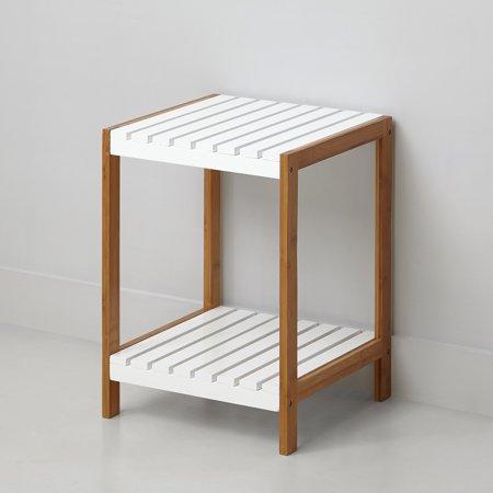 Mainstays Bamboo 2 Tier End Table, White