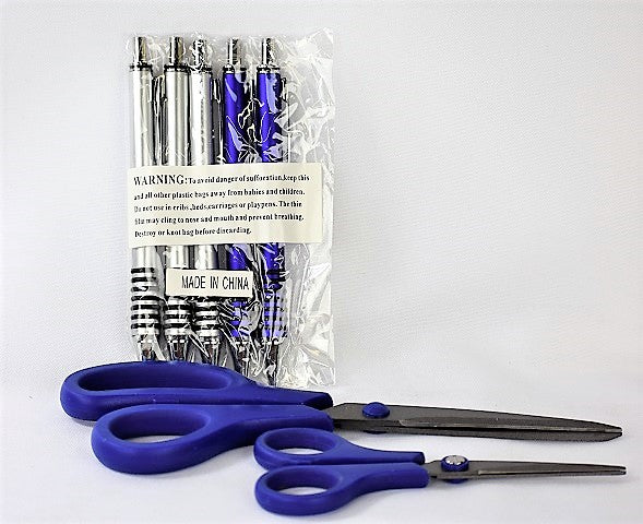 2 Non-Stick Scissors with 5 Black Pens
