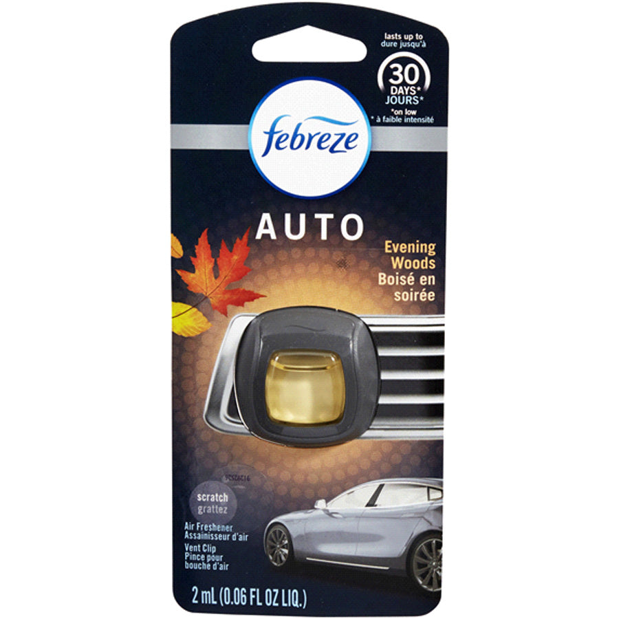 Febreze Car Air Freshener 0.06 Oz Vent Clip Evening Woods