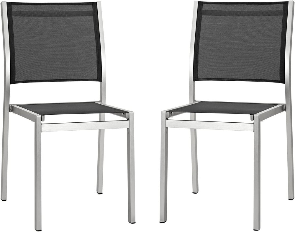 Modway Shore Outdoor Patio Aluminum Dining Chair Black 2pk