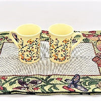 Decorative Placemat and Mug Set - Butterfly and Floral Pattern