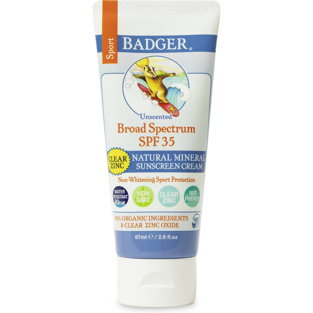 Badger Clear Zinc Sunscreen Cream - SPF 35 -2.9 fl oz