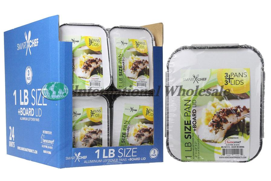 Sc Aluminum 1 Lb Pan W Lid 3/ Lot de 3 petits Casseroles en aluminium + planche
