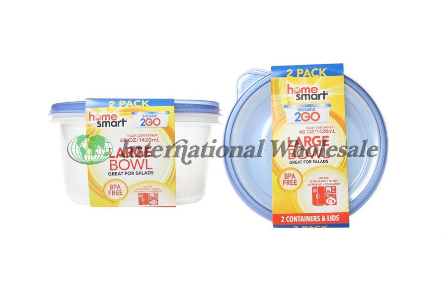 Lot de 2 Bol rond de stockage d'aliment 1420 Ml   /Plastic Container 2Pk Large 24/48Oz