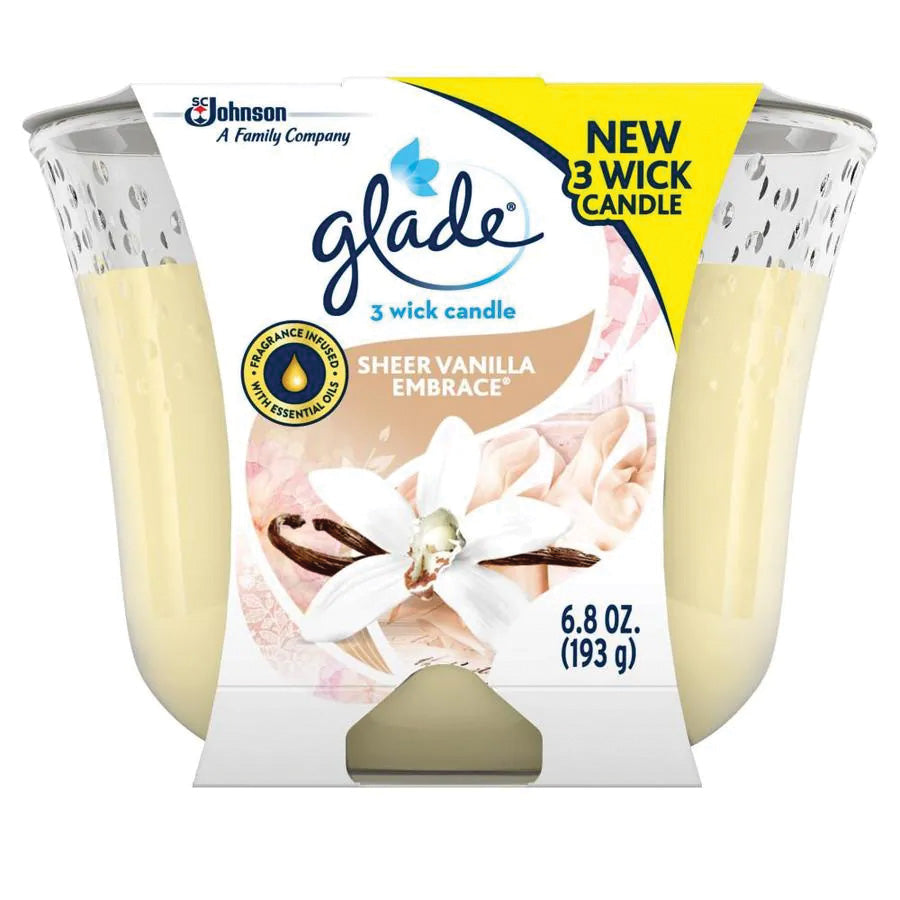 Glade Candle Scented 6.8 Oz Alluring Sheer Vanilla Embrace
