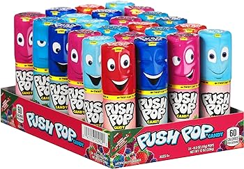 Push Pop Candy Assortment, Blue Raspberry, Watermelon, Strawberry, Cotton Candy and Mystery Flavors (24 pk.)