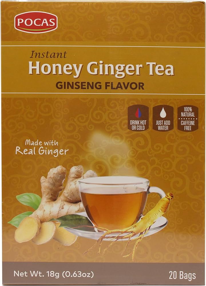 Pocas Honey Ginger Tea With Ginseng 20Pk
