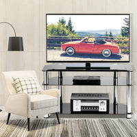 
              Black Tempered Glass & Metal Tv Stand [L 81cm x P 46cm x H 61cm]
            