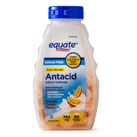 Equate Extra Strength Sugar Free Antacid Orange, 750 mg, 90 Ct- DLC: Avril24