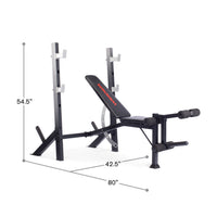 Weider Legacy Adjustable Olympic Bench and Rack with Leg Developer, 510 Lb. Weight Limit