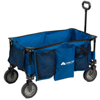 Ozark Trail Quad-Folding Wagon with Telescoping Handle, Blue