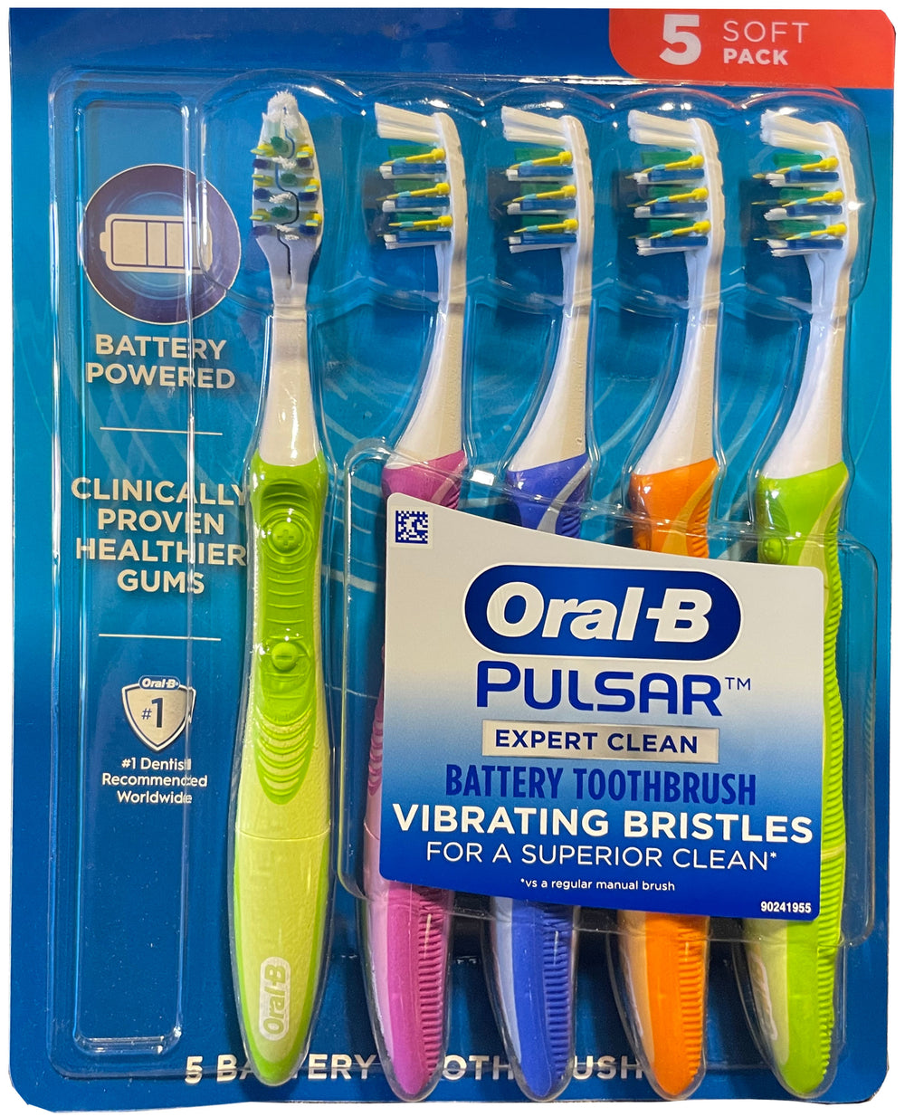 Oral-B Pulsar Whitening Battery Electric Toothbrush, Soft, 5 Ct