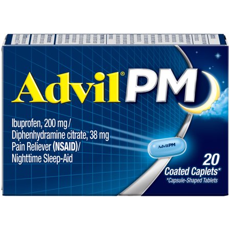 Advil - Pain Reliever & Nighttime Sleep Aid - Caplets 20 ct DLC: 06/26