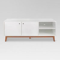 
              58" Amherst Mid Century Modern TV Stand White/Brown
            