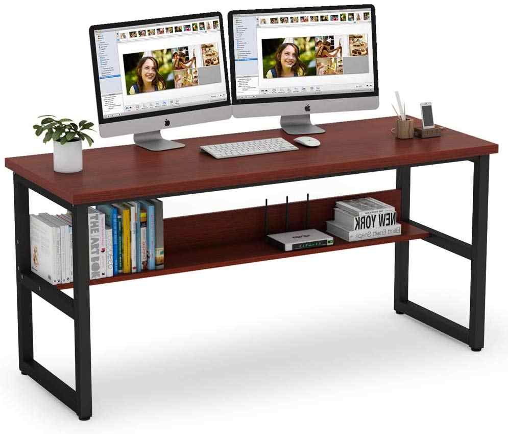 Computer Desk Writing Desk with Bookshelf 63inch Table for Home Office