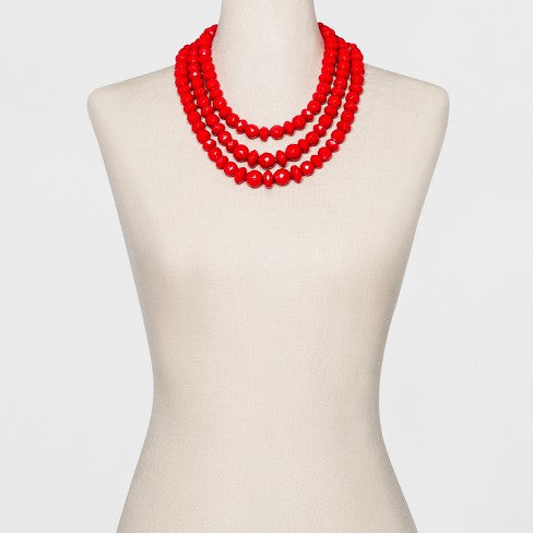 SugarFix Beaded Statement Necklace, Red