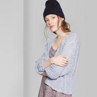 Women's Crop Cardigan with Billow Poet Sleeve - Wild Fable™ Blue XS