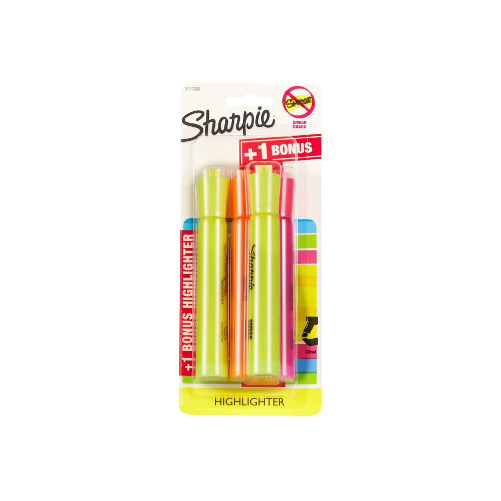 Sharpie® Tank Highlighter With Smear Guard, Chisel Tip, 3ct - Multicolor