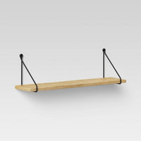 24" x 6" Wood Wall Shelf with Hanging Wire Natural/Black - Threshold™