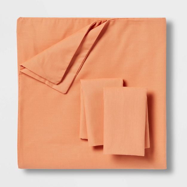 2pc Twin/Twin Extra Long Easy-Care Duvet Cover & Sham Set Light Orange - Room Essentialsa