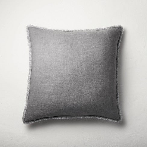 King Euro Heavyweight Linen Blend Throw Pillow Dark Gray - Casaluna™