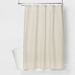 Woven Shower Curtain White 182cm 182cm  - Thresholda
