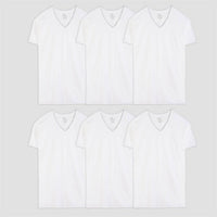 Fruit Of The Loom Men's V-neck T-shirt - White - S pack 6